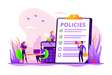 Business ethics. Corporate governance. Regulations compliance. Business rules, main company policy, business regulation, IT business analysis concept. Vector isolated concept creative illustration