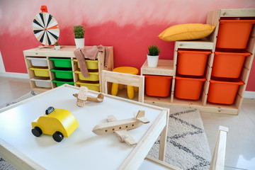 Table with toys in kindergarten