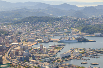 弓張岳展望台からみた佐世保市内　長崎県佐世保市