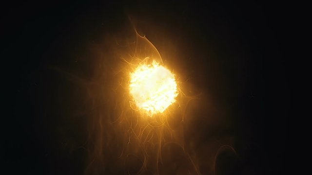 Shining particle of energy with variable field