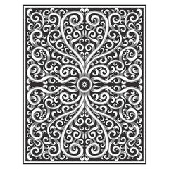 illustration of floral drawing. carved wood concept vector