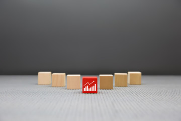 Business concept for growth success process in wooden block.