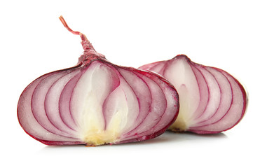 Fresh cut onion on white background