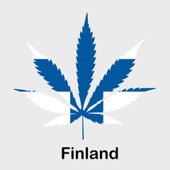 Flag in the form of a cannabis leaf. The concept of legalization of marijuana, cannabis in Finland