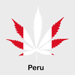 Flag in the form of a cannabis leaf. The concept of legalization of marijuana, hemp in Peru