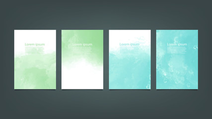 Green and blue watercolor Brochure template for you design,vector.