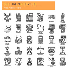 Electronic Devices , Thin Line and Pixel Perfect Icons