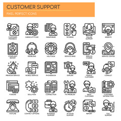 Customer Support , Thin Line and Pixel Perfect Icons
