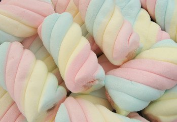 Many colorful marshmallow candies as background