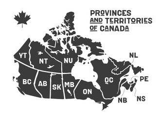 Map Canada. Poster map of provinces and territories of Canada