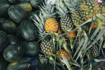 Obraz premium Fruit sold on the table in the fresh market