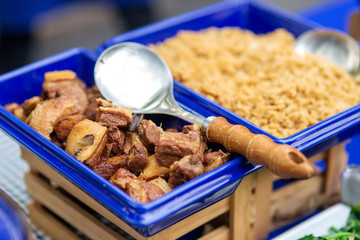 Streaky pork Boiled in Soy sauce on buffet line