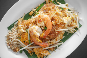 Pad thai , Stir fry vermicelli or noodles with shrimp - Thai favourit food