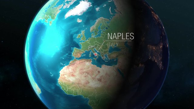 Italy - Naples - Zooming from space to earth