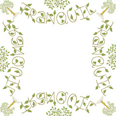 Frame template with doodle floral lettering.