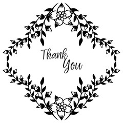 Pattern unique of card thank you, with vintage floral frame. Vector