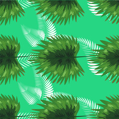 Tropical Pattern. Seamless Texture with Bright Hand Drawn Leaves of Monstera. Seamless Background with Tropic Plants.