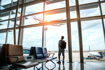 Airport terminal ready to board the passengers, business background.