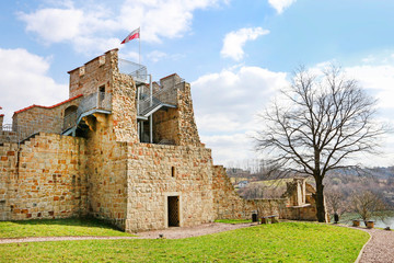 DOBCZYCE, POLAND - MARCH 20, 2019: Ruins of a medieval castle