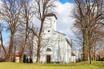 DOBCZYCE, POLAND - MARCH 20, 2019: Church on the castle hill