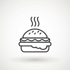 Burger Hamburger icon illustration web site mobile logo app UI design, meat, beef, food, lettuce, sandwich, meal, grilled, tomato, bun, snack, onion, cheese sign symbol. Fast food vector.