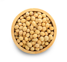 Healthy gold soybean isolated on white background