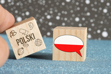 Flagge von Polen und polnische Sprache