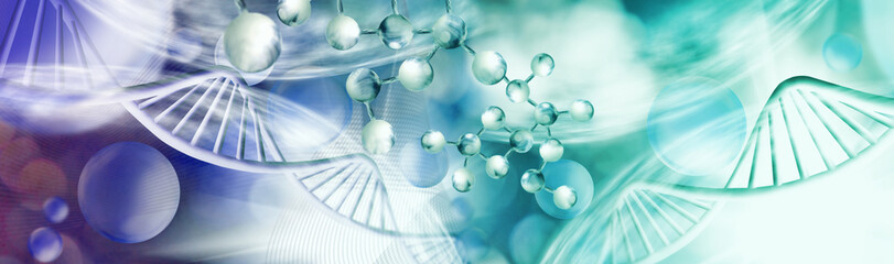 abstract image of dna chain on blurred background closup