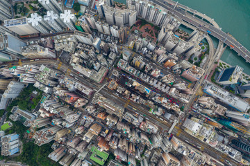 Top view of Hong Kong city