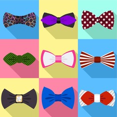 Clothing bow tie icon set. Flat set of 9 clothing bow tie vector icons for web design isolated on white background