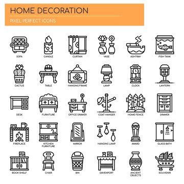 Home Decoration , Thin Line and Pixel Perfect Icons