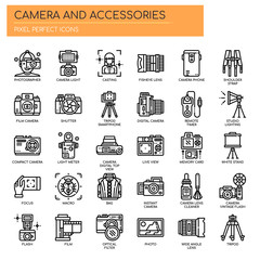 Camera and Accessories , Thin Line and Pixel Perfect Icons