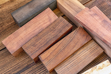 bars blocks scales of valuable exotic tree wood ironwood, cocobolo, kingwood, blackwood  for handmade DIY knife handles materials supply