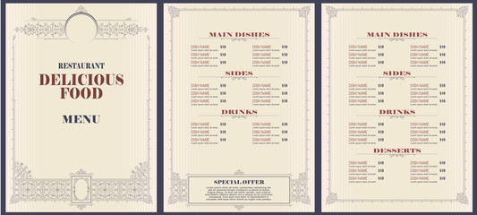 Template cafe or restaurant menu.