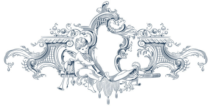 Luxury vector frame with border in rococo style