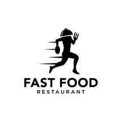 Inspiration sign logo people run quickly to ward delivery to customer food logo design