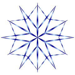 Winter icon - blue snowflake with gradient shading on a white background. Logo for the design of winter themes. Snowflake in flat style. Element to create texture patterns.