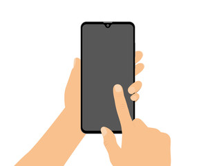 Hand tippt auf Smartphone - flat design