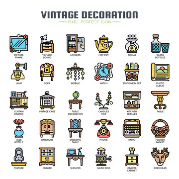 Vintage Decoration , Thin Line and Pixel Perfect Icons