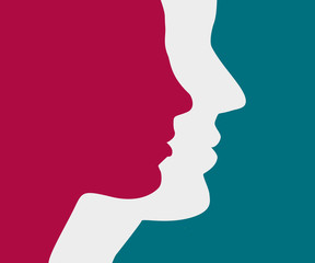 Überlappung Mann und Frau - Farben