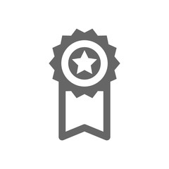 Award icon. Reward sign. Star with ribbon flat style for your web site design and logo, app, UI. Vector illustration