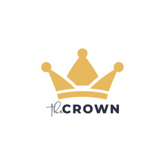 Gold crown logo design template vector isolated
