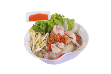 Pho bo, Vietnamese food, rice noodle soup with sliced beef