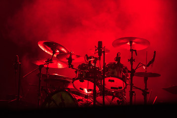 Drum kit on the stage
