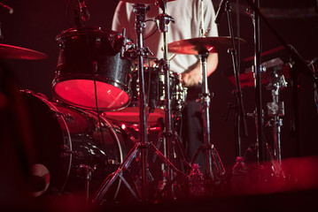 Drum kit on the stage