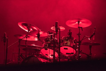 Fototapeta na wymiar Drum kit on the stage