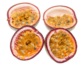 fruit passion fruit with pulp on a white background