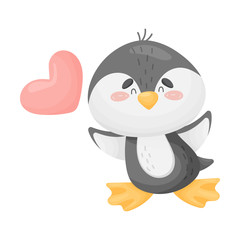 Lovely ingvin in love. Vector illustration on white background.