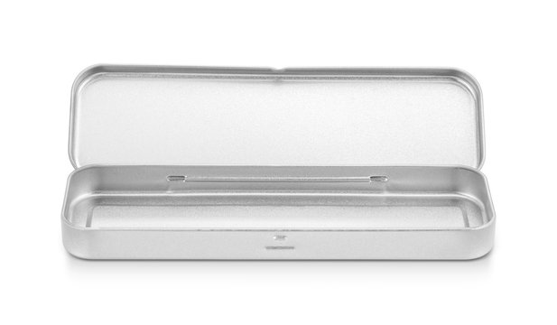 blank stanless box for pencil or stationery isolated on white background - Powered by Adobe