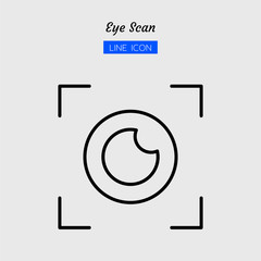 line icon symbol, eye scan digital technology, security, identity, scanner, Isolated flat outline vector design